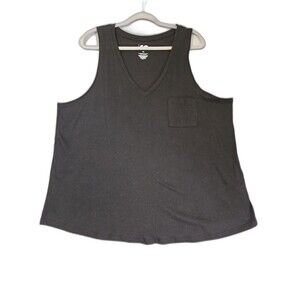 Women's SO Brand Tank Top, Size 1X, Black , Pocket